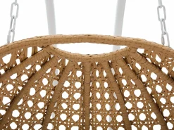 Discount MYLIA Sillón colgante de 2 plazas ratán natural cojines blancos - TILLO de Color natural claro / Blanco