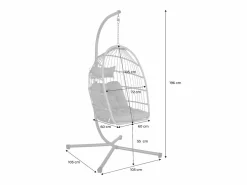 Clearance Sweeek Sillón colgante de jardín tipo huevo de acero y poliéster antracita Gris antracita