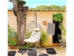 Clearance Sillón colgante de jardín tipo huevo de acero y poliéster Sillón Colgante