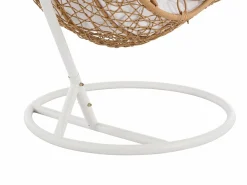 Outlet Sillón colgante de ratán sintético - Natural claro con cojines blancos - LUVA de Sillón Colgante