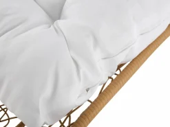 Outlet Sillón colgante de ratán sintético - Natural claro con cojines blancos - LUVA de Sillón Colgante