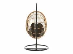 MYLIA Sillón colgante de resina trenzada - Natural claro con cojín negro - ZALO de