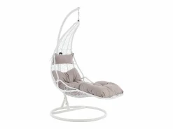 Hot MYLIA Sillón colgante de resina trenzada - con cojines grises - LUVA de Blanco