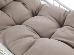 Hot MYLIA Sillón colgante de resina trenzada - con cojines grises - LUVA de Blanco