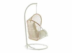 Outlet Sillón colgante de resina trenzada - Natural claro con cojines blancos - LUTUS de Sillón Colgante