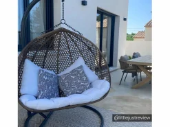 MYLIA Sillón colgante doble resina trenzada acabado mimbre - VAHINA