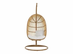 Outlet Sillón colgante ovalado de acero con efecto ratán natural BINO – Elegancia aérea-Color Sillón Colgante