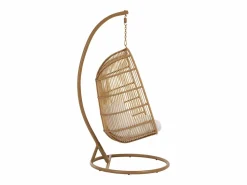 Outlet Sillón colgante ovalado de acero con efecto ratán natural BINO – Elegancia aérea-Color Sillón Colgante