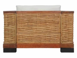 New Clicnbuy Sillón con cojines de ratán natural marrón Marru00f3n