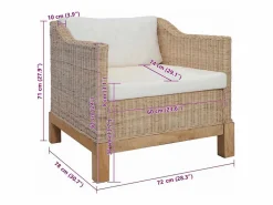 vidaxl Sillón con cojines ratán natural