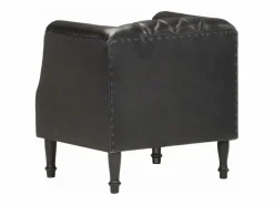Clicnbuy Sillón con diseño de cubo cuero de cabra auténtico Negro
