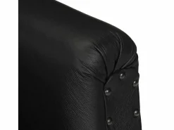 Clicnbuy Sillón con diseño de cubo cuero de cabra auténtico Negro