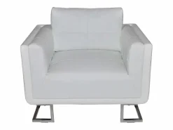 New Sillón con patas cromadas y cuero artificial Sillón De Piel