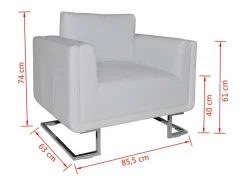 New Sillón con patas cromadas y cuero artificial Sillón De Piel