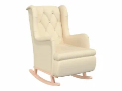 Clearance vidaxl Sillón con patas mecedoras y taburete de tela color Crema