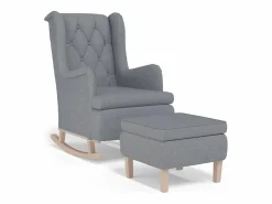 Clearance Sillón con patas mecedoras y taburete de tela claro Sillón Balancín