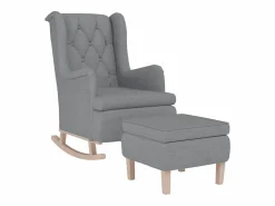 Clearance Sillón con patas mecedoras y taburete de tela claro Sillón Balancín