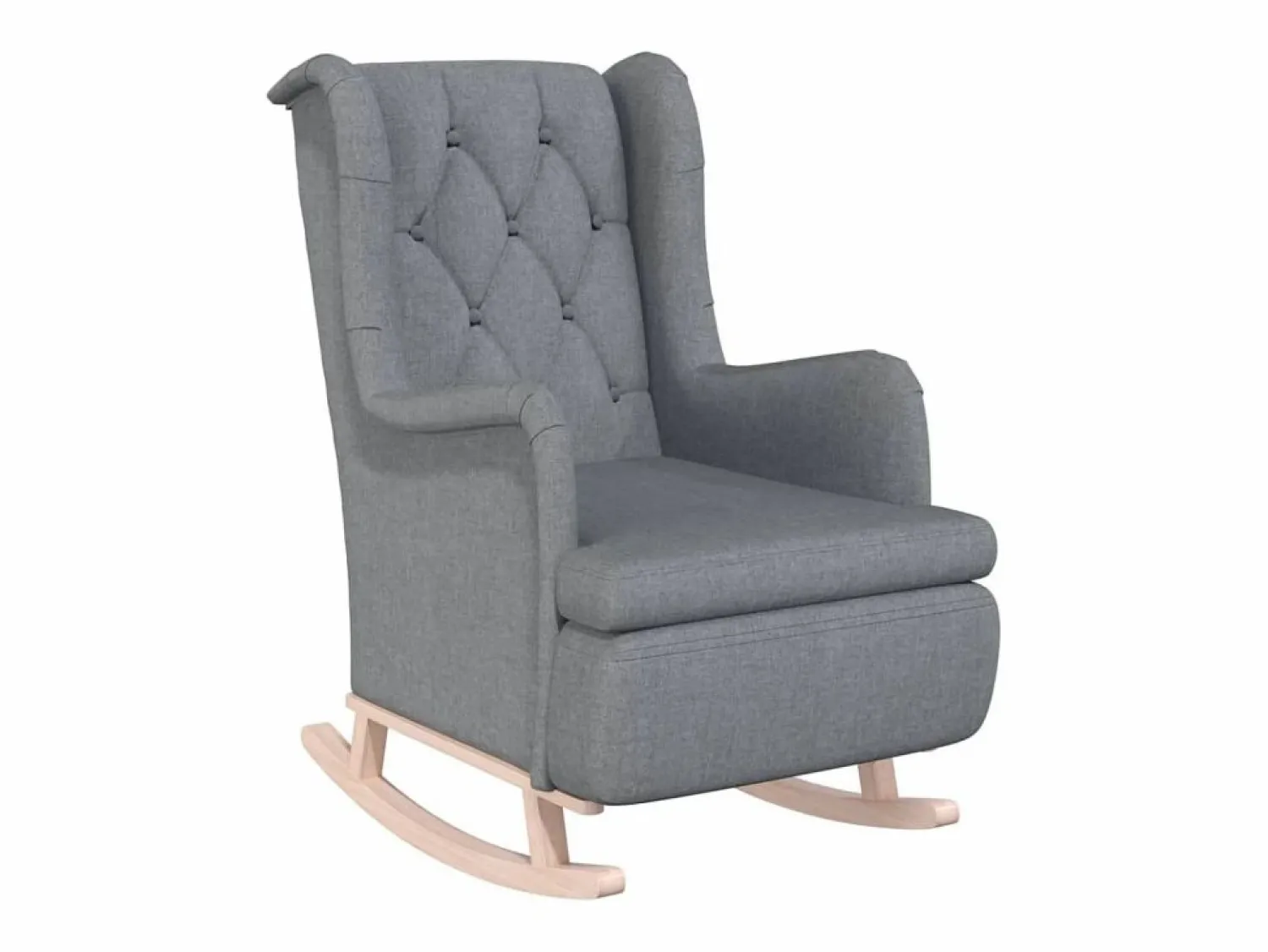 Online vidaxl Sillón con patas mecedoras madera maciza caucho tela claro Gris