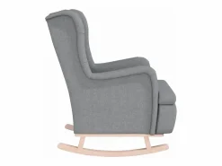 Online vidaxl Sillón con patas mecedoras madera maciza caucho tela claro Gris