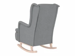 Online vidaxl Sillón con patas mecedoras madera maciza caucho tela claro Gris