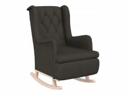 vidaxl Sillón con patas mecedoras y taburete de tela oscuro