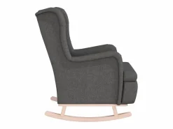 Discount Sillón con patas mecedoras madera de caucho tela oscuro Sillón Balancín
