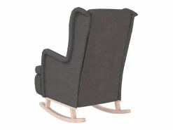 Discount Sillón con patas mecedoras madera de caucho tela oscuro Sillón Balancín