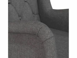 Discount Sillón con patas mecedoras madera de caucho tela oscuro Sillón Balancín