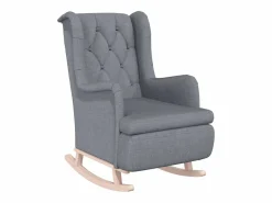 vidaxl Sillón con patas mecedoras y taburete de tela claro