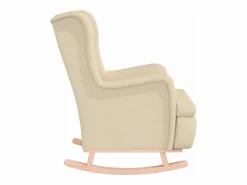 Discount Sillón con patas mecedoras madera maciza caucho y tela Sillón Balancín