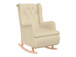 Clicnbuy Sillón con patas mecedoras madera maciza caucho y tela