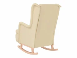 Clicnbuy Sillón con patas mecedoras madera maciza caucho y tela