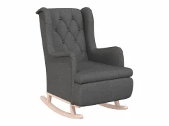 vidaxl Sillón con patas mecedoras madera caucho terciopelo oscuro