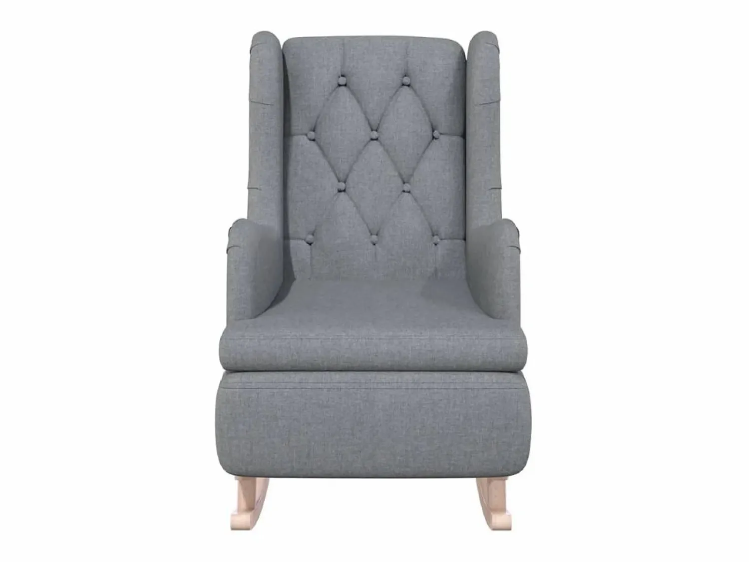 Best Clicnbuy Sillón con patas mecedoras madera maciza caucho tela claro Gris