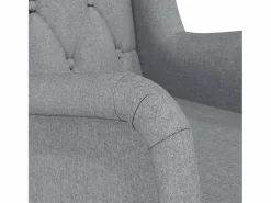 Best Clicnbuy Sillón con patas mecedoras madera maciza caucho tela claro Gris