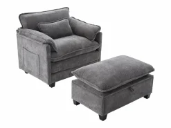 Hauss Spole Sillón con reposapiés con almacenamiento y cojín - Tela de chenilla -
