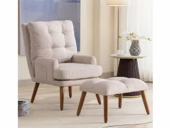 Sale KOMHTOM Sillón con reposapiés, respaldo ajustable en cinco posiciones, función reclinable, Beige