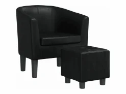 Outlet Sillón con taburete cuero sintético Sillón Estilo Cabriolet