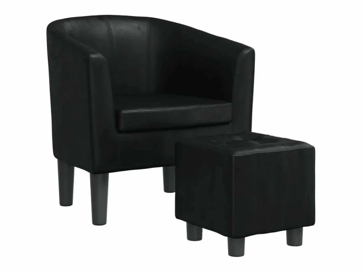 Outlet Sillón con taburete cuero sintético Sillón Estilo Cabriolet