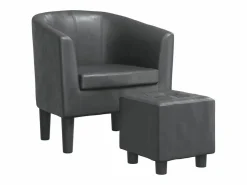 vidaxl Sillón con taburete cuero sintético