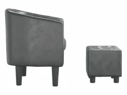 vidaxl Sillón con taburete cuero sintético