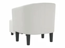Discount vidaxl Sillón con taburete cuero sintético Blanco