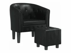 Sale Sillón con taburete cuero sintético Sillón Estilo Cabriolet