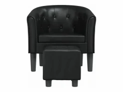 Sale Sillón con taburete cuero sintético Sillón Estilo Cabriolet