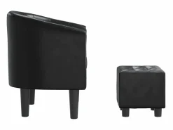 Sale Sillón con taburete cuero sintético Sillón Estilo Cabriolet