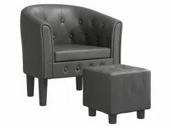 Sillón con taburete cuero sintético ES46698