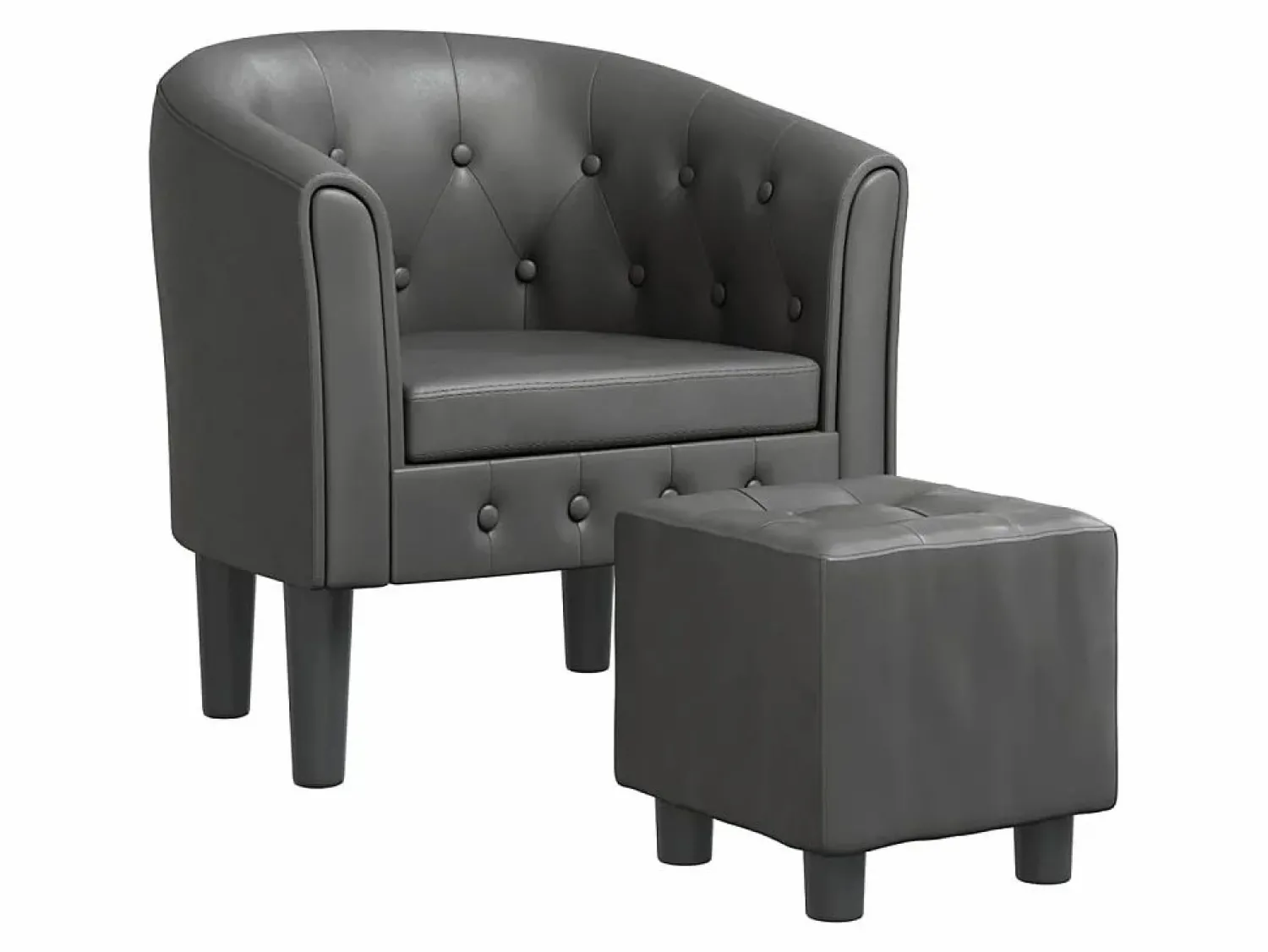 Sillón con taburete cuero sintético ES46698