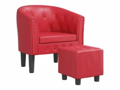 Online Sillón con taburete cuero sintético Sillón Estilo Cabriolet