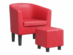 Hot Sillón con taburete cuero sintético Sillón Estilo Cabriolet