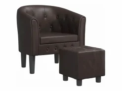 Best Sillón con taburete cuero sintético marrón Sillón Estilo Cabriolet